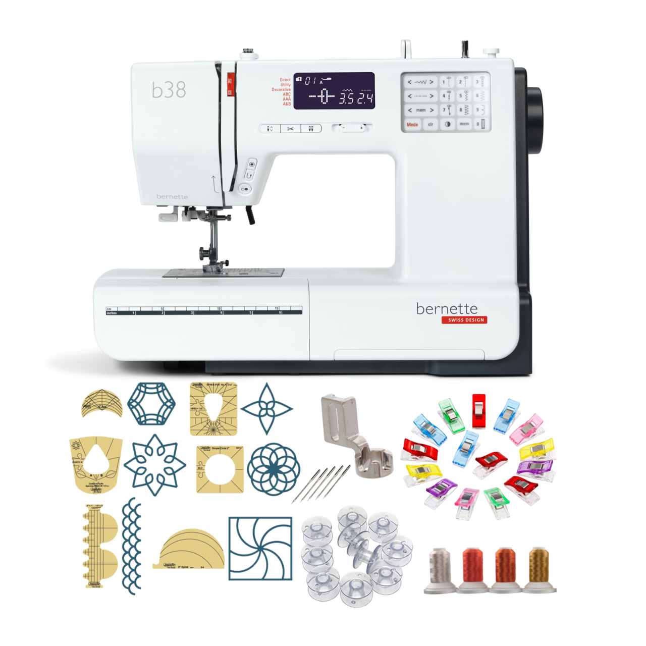 Bernette b38 Sewing Machine With Quilter's Combo Bundle